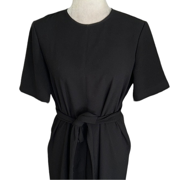 Zara Black Tie Waist Bow Detail Sheath Midi Dress - M - Picture 6 of 16